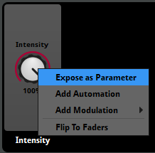 Reverb snapshot intensity